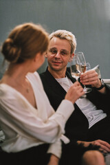 couple celebrating with champagne