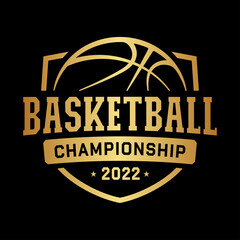 Basketball championship logo design. Graphic design for t-shirt and print media. Vector and illustration.