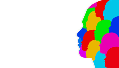 Abstract Diversity background with Colorful Portrait Shapes. Rainbow Colors Diversity banner design