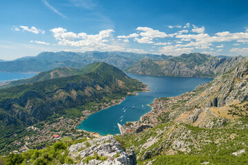 Summer view of the Bay of Kotor in Montenegro