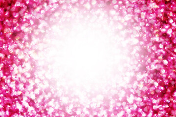 Bright energy burst background. Pink shiny flare. Abstract vibrant color glowing white spots texture for graphic design. Bright yellow defocused glitter texture. Empty copy space text frame.