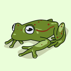 cute green sticky frog with red spots