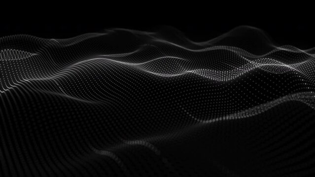 Abstract flowing smooth Plexus fractal waves background. Grid, mesh of dots. Big data connection. Seamless loop animation