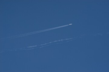 Jet traffic jet on a blue sky