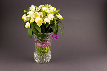 flowers in a vase of snowdrops