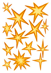 Obraz premium Collection of polygonal stars shapes. Set of abstract vector illustration. Retro style cliparts isolated on white background. Design elements for print, decor, stickers.