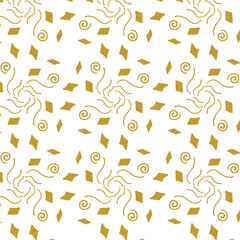 Seamless pattern with golden geometric ornament on a white background.
Luxury vector layout design for business presentations, banners, textiles, wrapping paper, prints, decorations, packaging.
