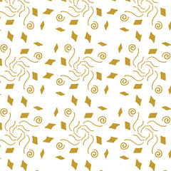 Seamless pattern with golden geometric ornament on a white background.
Luxury vector layout design for business presentations, banners, textiles, wrapping paper, prints, decorations, packaging.