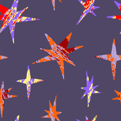 Bright ornament of stars shapes. Abstract vector seamless pattern. Design for print, wrapping paper, textile, wallpapers, background, decoration.