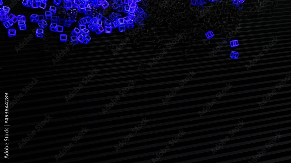 Aufkleber cubes fall down on steps bounce off stair and roll down light up and form pattern. cubes like abstra