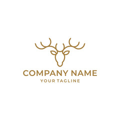Minimalist Deer Head Line Art Logo Design
