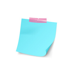 Sticky note realistic. Colored sticker with sticky tape, notebook sheet and memo