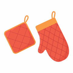 Two kitchen potholders isolated on white background.Flat vector illustration.