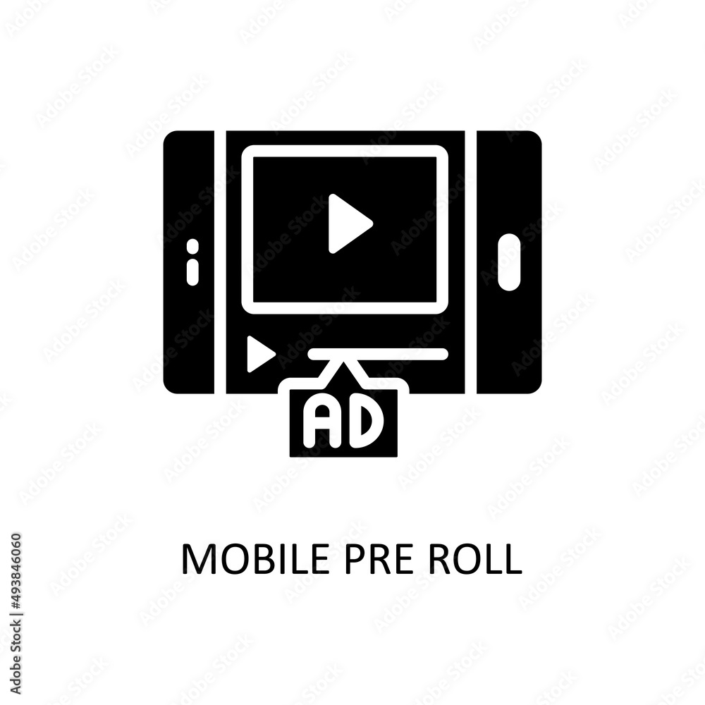 Poster mobile pre roll vector solid icons for your digital or print projects.