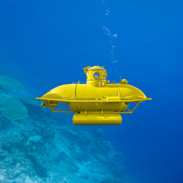 Old yellow submarine on the dive, (is of course a picture montage).