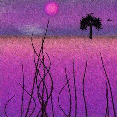 Papier Peint photo Violet Coucher de soleil violet. Nature abstraite