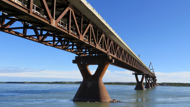 Bridge over the Mackenzie River in the Northwest Territories