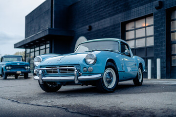 Fototapeta na wymiar Classic Vintage British Sports Car - Light Blue