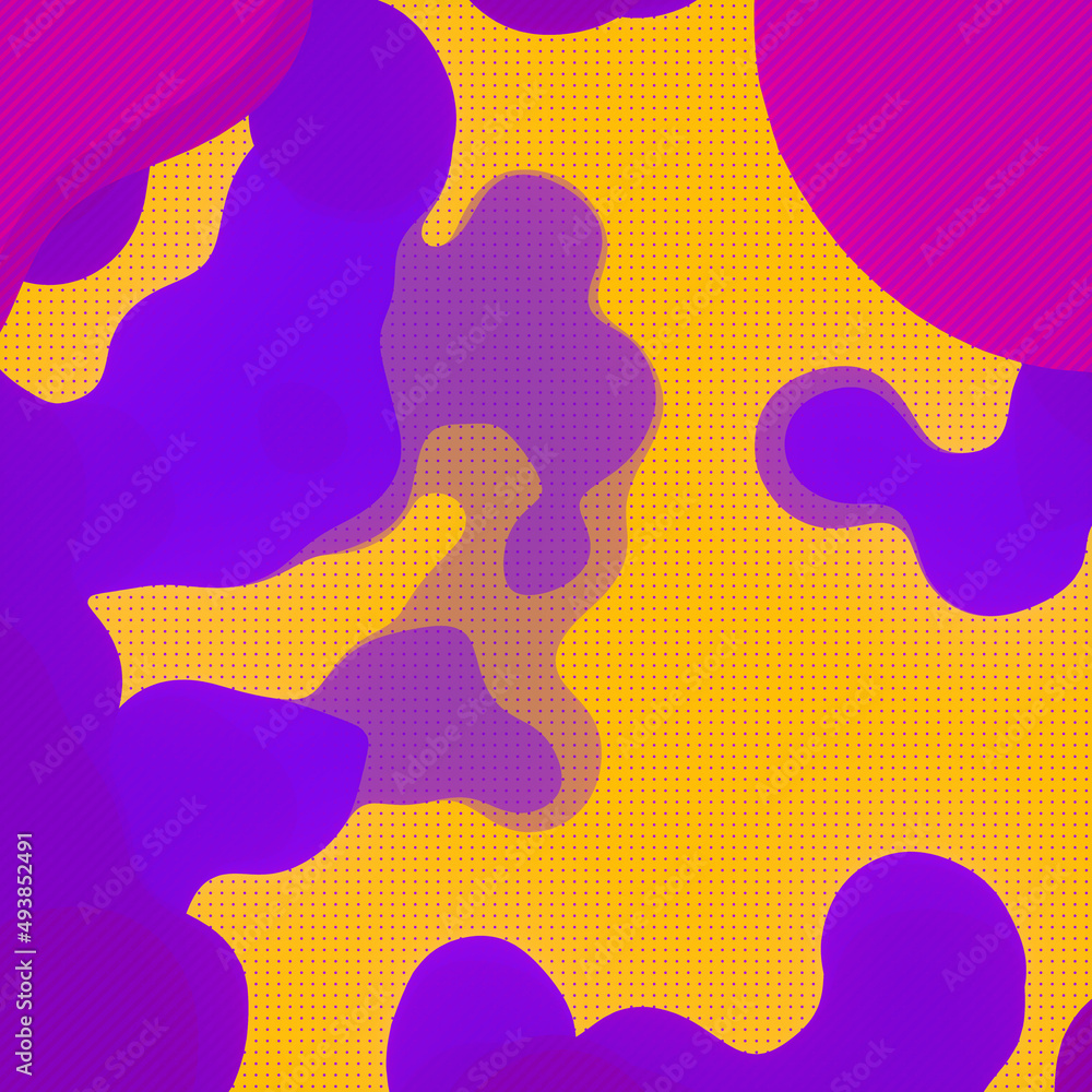 Poster flat multicolor organic shapes. 3d rendering digital illustration. modern minimal design. geometric 