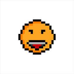 Obraz premium Emoji or emoticon face icon in pixel art. Vector illustration.
