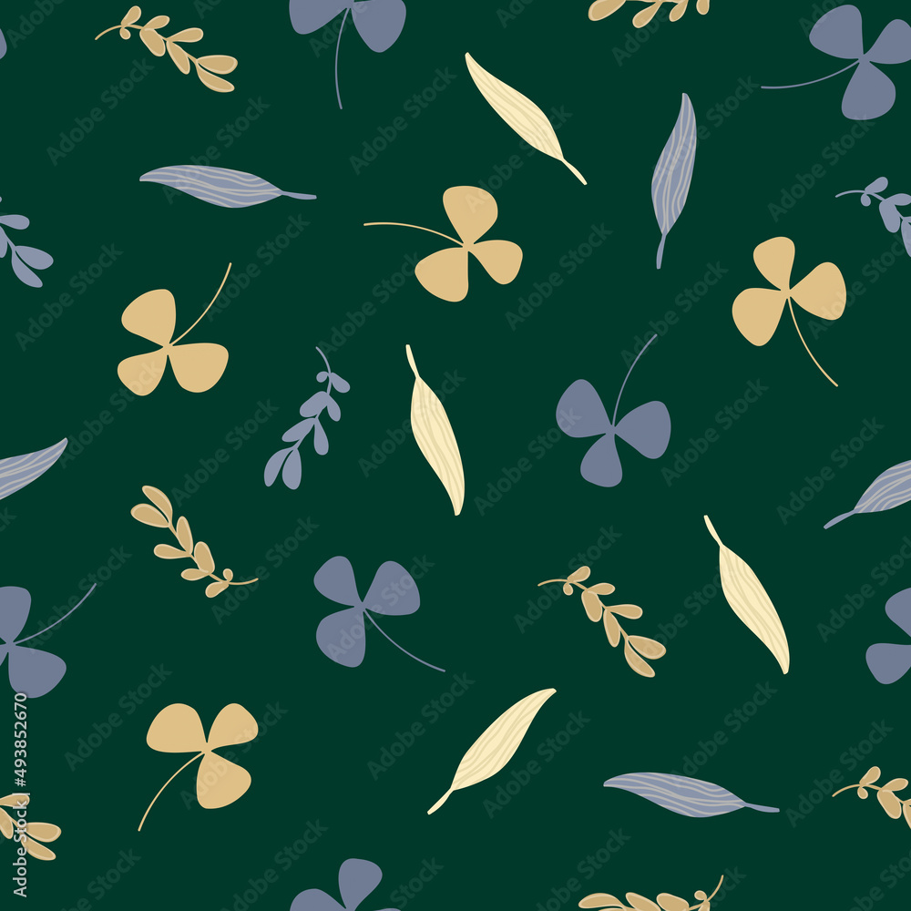 Poster seamless spring pattern with flowers in line art style