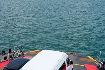 Ferry crossing vehicles on Lake Constance in Switzerland