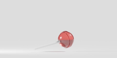 3D sweet pink lollipop. 3d render illustration