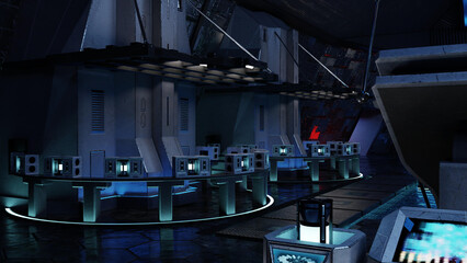 Naklejka premium 3D-illustration of an alien room and labaratory