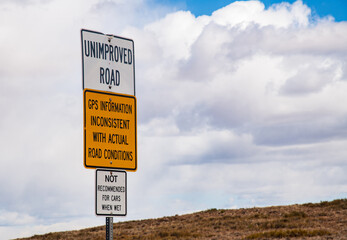 Unimproved Road Sign