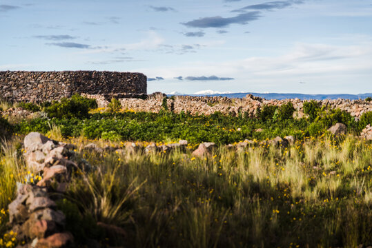 Ruins At The Top Of Amantani Island In Peru. 