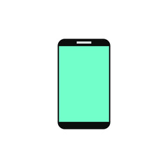 Hands holding phone. Empty screen mock. Social network communication on mobile app. Application on touch screen mobile. Vector flat cartoon design