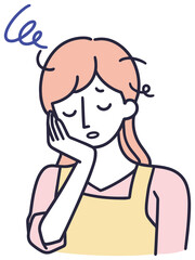 悩む　ネガティブ　女性　シンプルイラスト