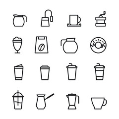 coffee cup icons set line icon editable