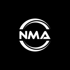 NMA letter logo design with black background in illustrator, vector logo modern alphabet font overlap style. calligraphy designs for logo, Poster, Invitation, etc.	