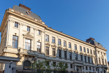 Street and buiding at downtown  of city of Bucharest, Romania