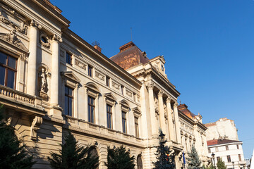 Fototapeta premium Street and buiding at downtown of city of Bucharest, Romania