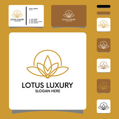 Lotus line with silhouette logo design Premium Vector 