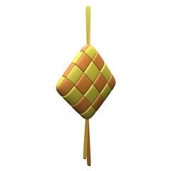 3d ketupat yellow rice dumpling Eid Mubarak