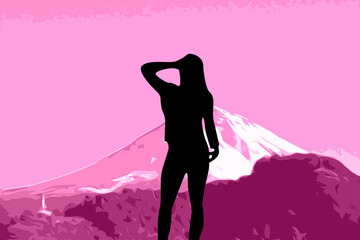 mujer posando en la cima de una montaña
