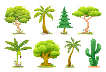 Set of different types of trees illustration