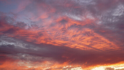 Colorful sky and clouds at sunset or sunrise suitable for background or sky substitution use. High Resolution.