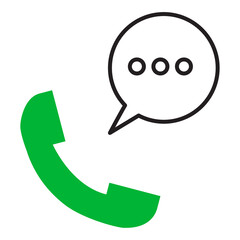 Modern flat icon with handset phone message. Communication technology. Telephone symbol. Vector illustration. stock image. 