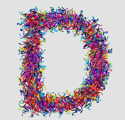 Font letter D vector design  made of yarn. font for your unique decoration, concept idea. smooth gradient color. Unique elements for your best design ; logo, font, corporate identity, application