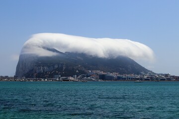 Rock of Gibraltar in the clouds