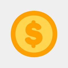Dollar coin icon in flat style about currency, use for website mobile app presentation