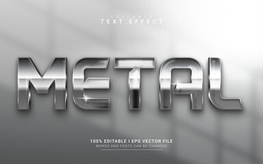 modern metal 3d style text effect - obrazy, fototapety, plakaty
