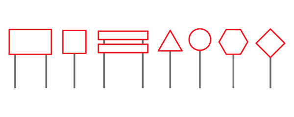 Blank road signs. Isolated icon set. Vector illustration. stock image.