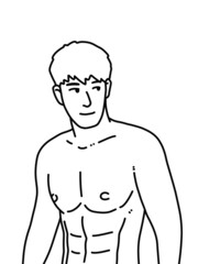 Fototapeta premium black and white of cute man cartoon for coloring