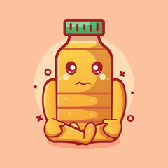 funny cooking oil bottle character mascot with sad expression isolated cartoon in flat style design