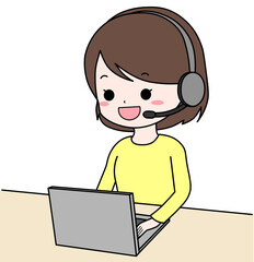 リモートワークをしている女性